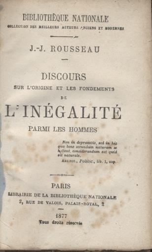 Discours Sur L'Origine Et Les Fondements De L'Inegalitè Parmi Les Hommes - Johann J. Winckelmann - copertina