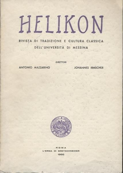 Helikon Anno Vi N.1-2 - Antonio Mazzarino - copertina