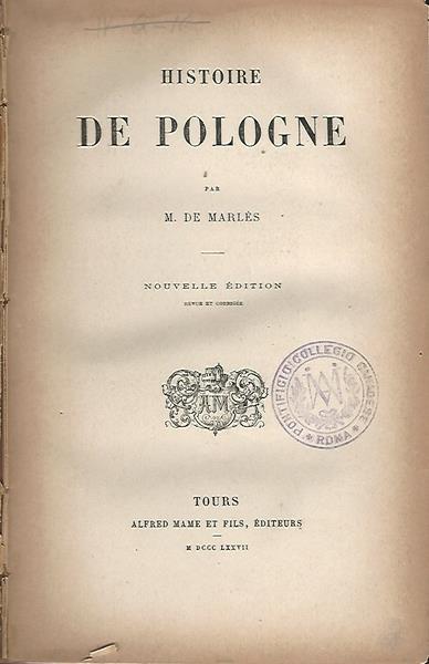 Histoire De Pologne - M. DE MARLES - copertina