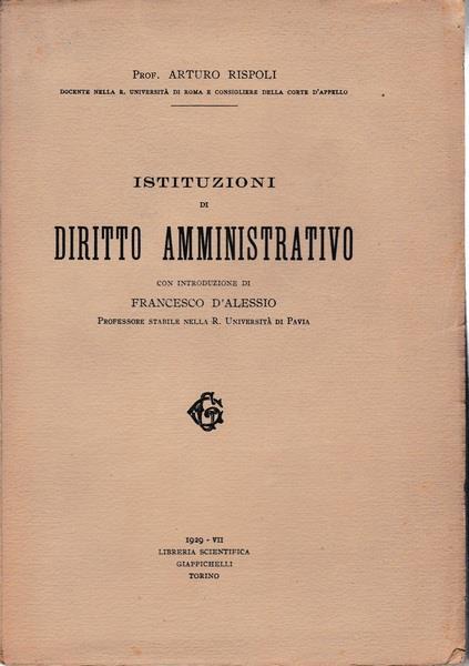 Istituzioni di diritto amministrativo - Arturo Rispoli - copertina