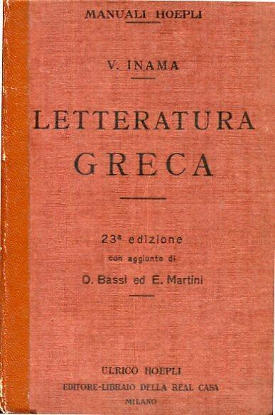 Letteratura greca - Vigilio Inama - copertina