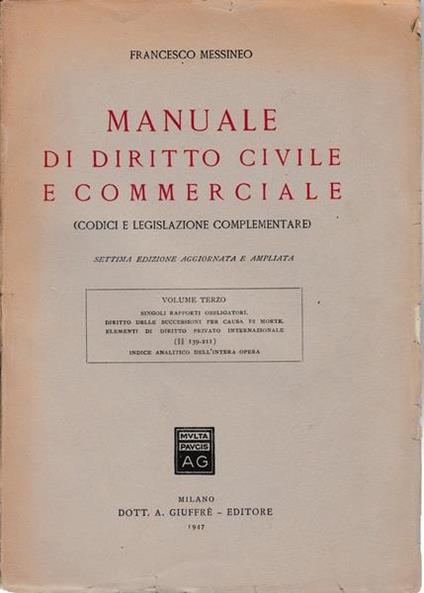 Manuale di diritto civile e commerciale. Volume terzo