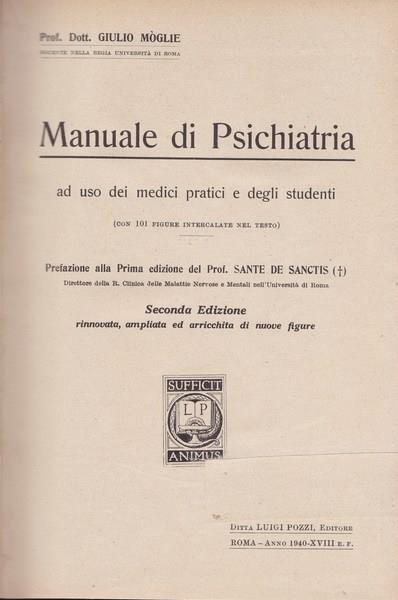 Manuale di Psichiatria - Moglie Giulio - copertina