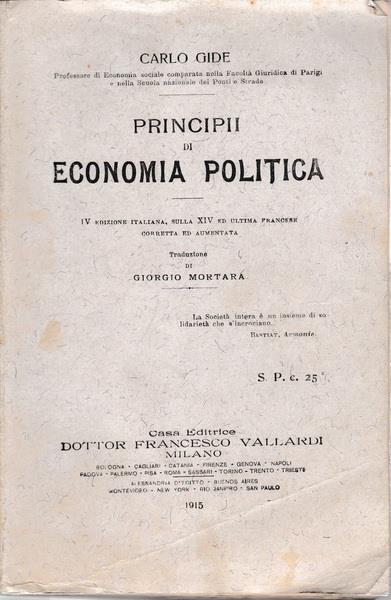 Principii di economia politica - Charles Gide - copertina