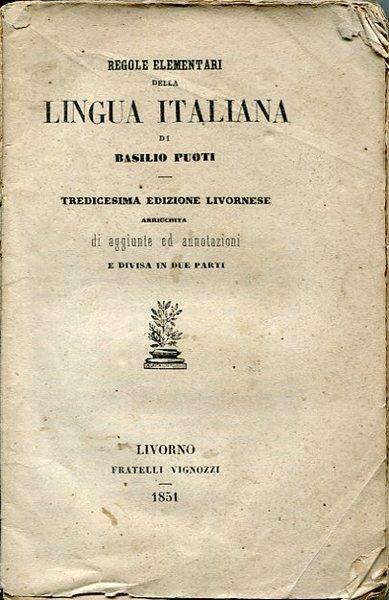 Regole elementari della Lingua Italiana - Basilio Puoti - copertina