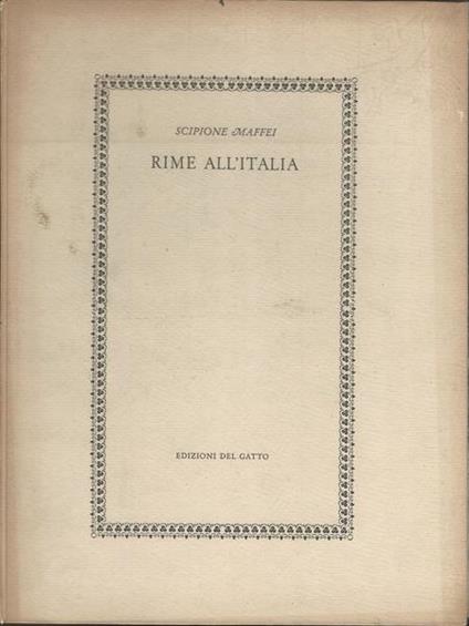 Rime All'Italia - Scipione Maffei - copertina