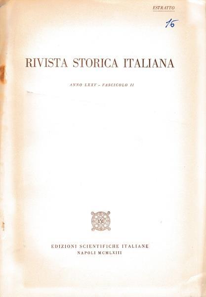 Rivista storica italiana. Anno LXXV Fasc. II Estratto - copertina