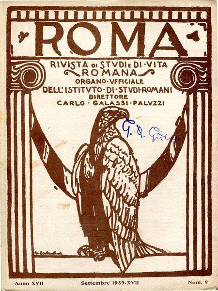 Roma. rivista di studi e di vita romana Anno XVII Num. 9 Settembre 1939 - copertina