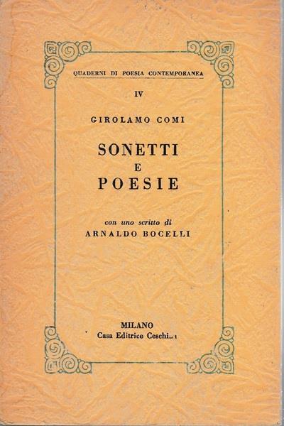 Sonetti e poesie - Girolamo Comi - copertina