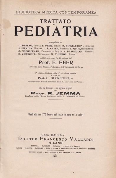 Trattato di pediatria - E. Feer - copertina