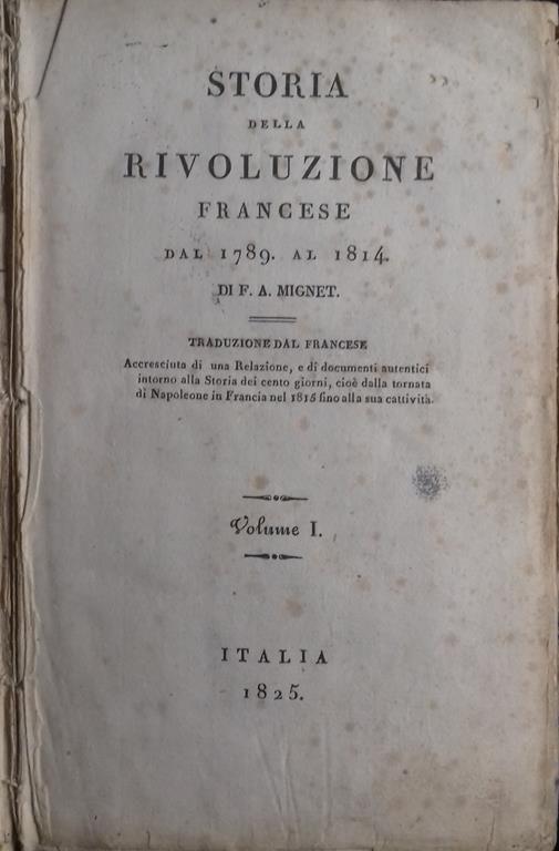 Storia della rivoluzione fancese dal 1789 al 1814. Volume I - copertina