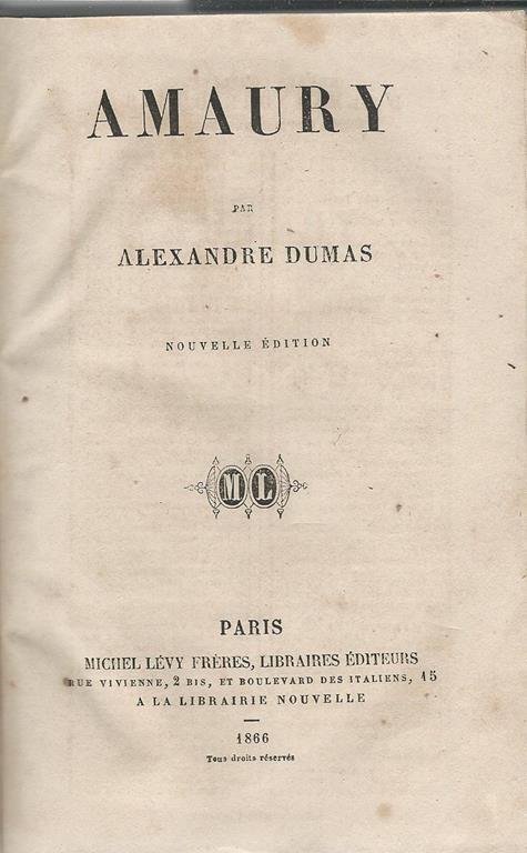 Amaury - Alexandre Dumas - copertina