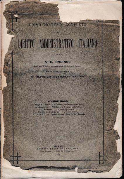 Diritto amministrativo italiano Vol. 9 Primo trattato completo - Vittorio Emanuele Orlando - copertina