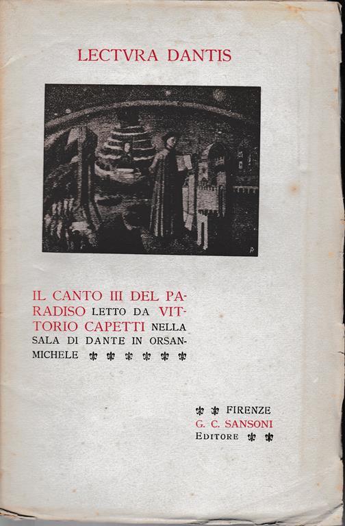 Lectura Dantis. Il canto III del paradiso letto da V. Capetti nella sala di Dante in Orsanmichele - Vittorio Capetti - copertina