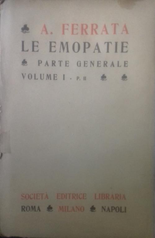 emopatie. Parte generale, volume 1 - p. II - Adolfo Ferrata - copertina