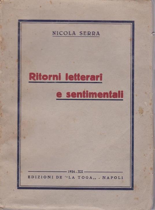 Ritorni letterari e sentimentali - Nicola Serra - copertina