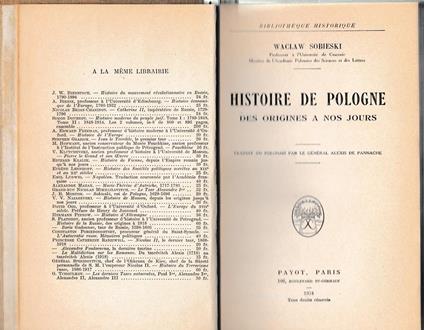 Histoire de Pologne des origines a nos jours - W. Sobieski - copertina