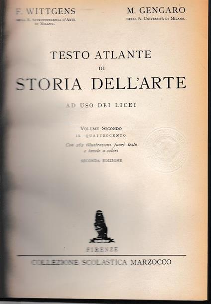 Testo atlante di storia dell'arte. Volume secondo - Il Quattrocento - Fernanda Wittgens - copertina