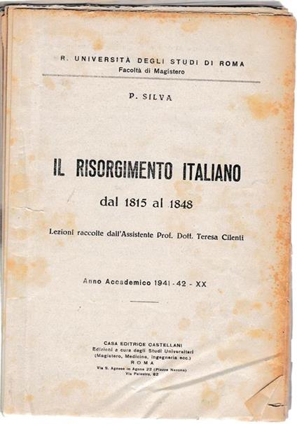 Risorgimento italiano dal 1815 al 1848 - Pietro Silva - copertina