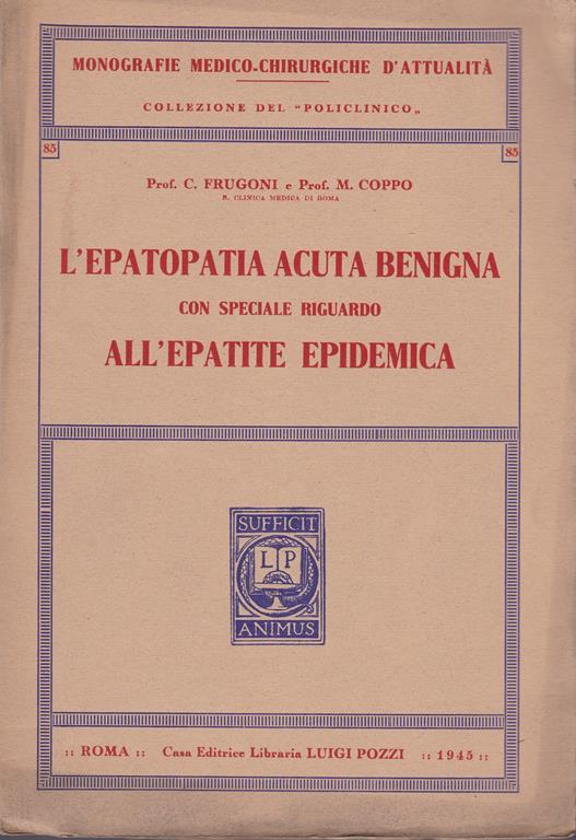 epatopatia acuta benigna con speciale riguardo all'epatite epidemica - Carlo Innocenzo Frugoni - copertina