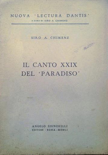 canto XXIX del Paradiso - Siro A. Chimenz - copertina