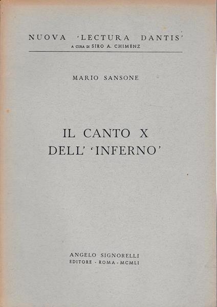 canto X dell'Inferno - Mario Sansone - copertina