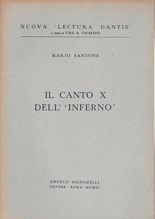 canto X dell'Inferno - Mario Sansone - copertina