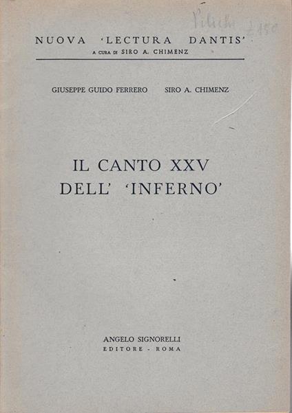 canto XXV dell'Inferno - copertina