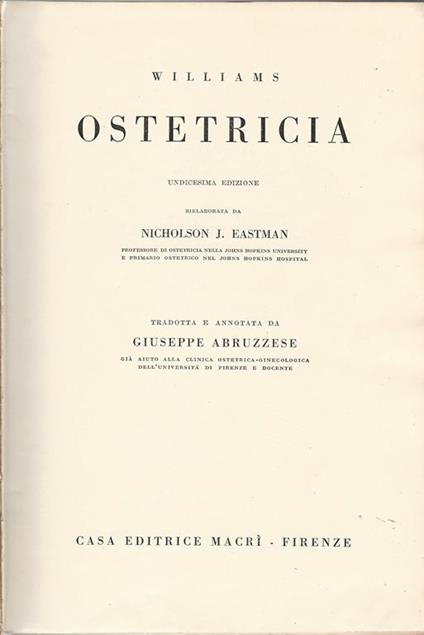 Ostetricia - Williams - copertina