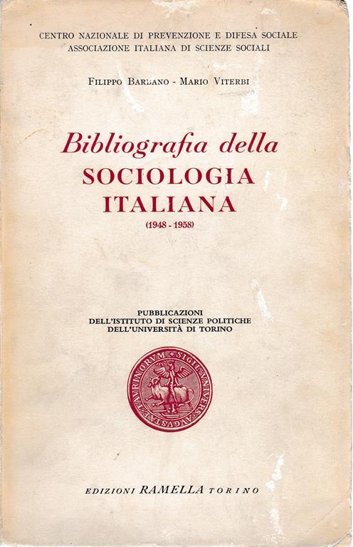 Bibliografia della sociologia italiana (1948-1958) - Filippo Barbano - copertina