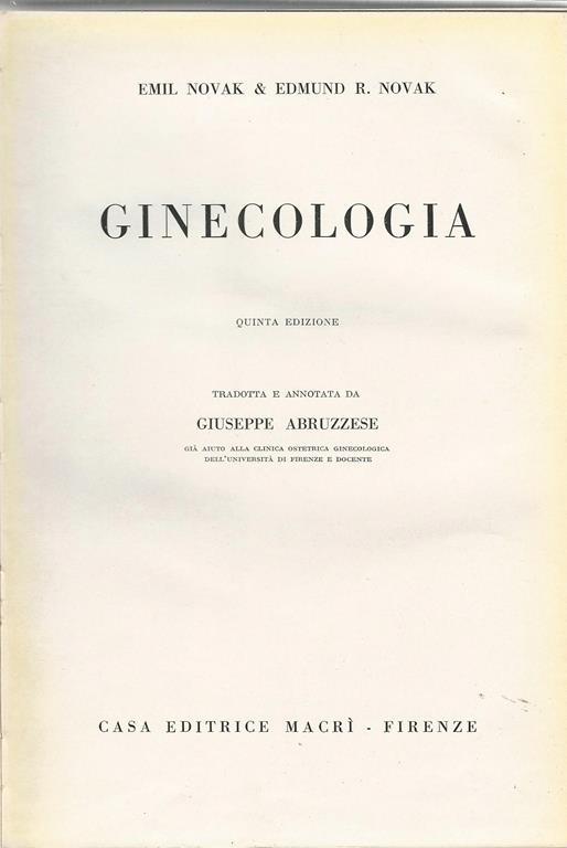 Ginecologia - Edmund R. Novak - copertina