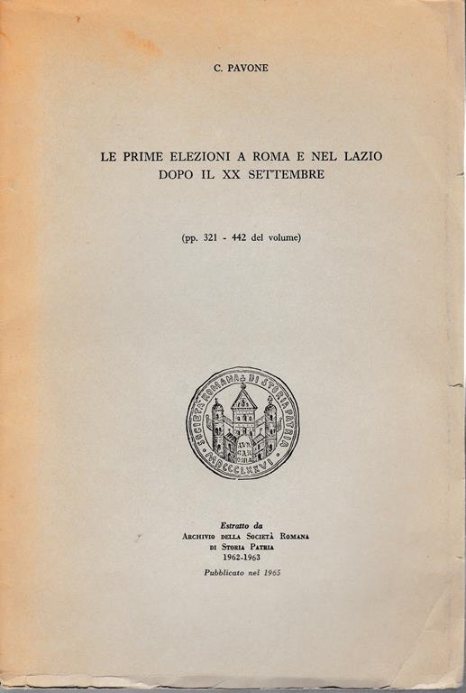 prime elezioni a Roma e nel Lazio dopo il XX Settembre (pp 321-442