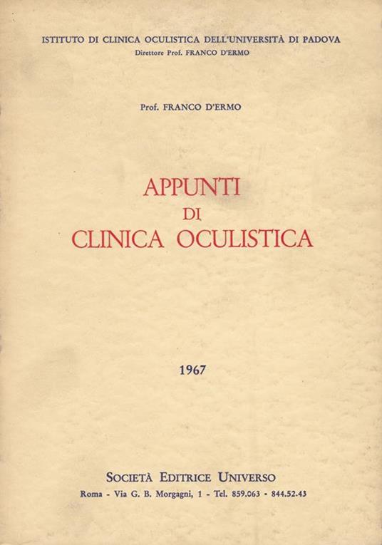 Appunti di clinica oculistica - Franco D'Ermo - copertina