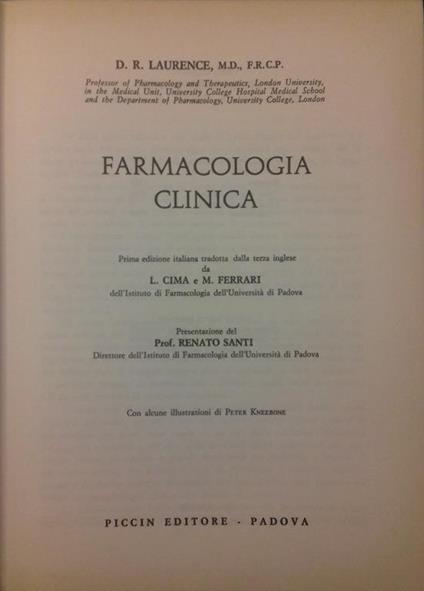 Farmacologia clinica - D. R. Laurence - copertina