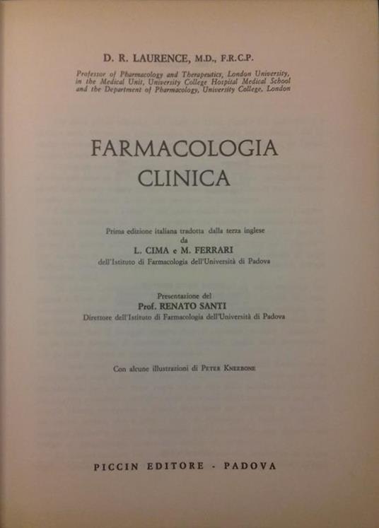 Farmacologia clinica - D. R. Laurence - copertina