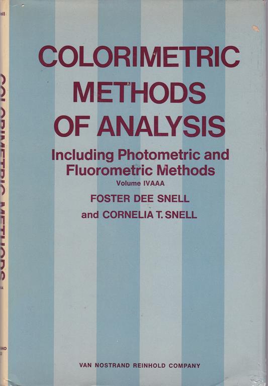 Colorimetric Methods of Analysis. IV AAA - copertina