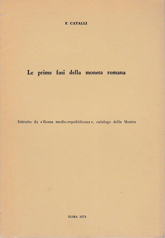 prime fasi della moneta romana - F. Catalli - copertina