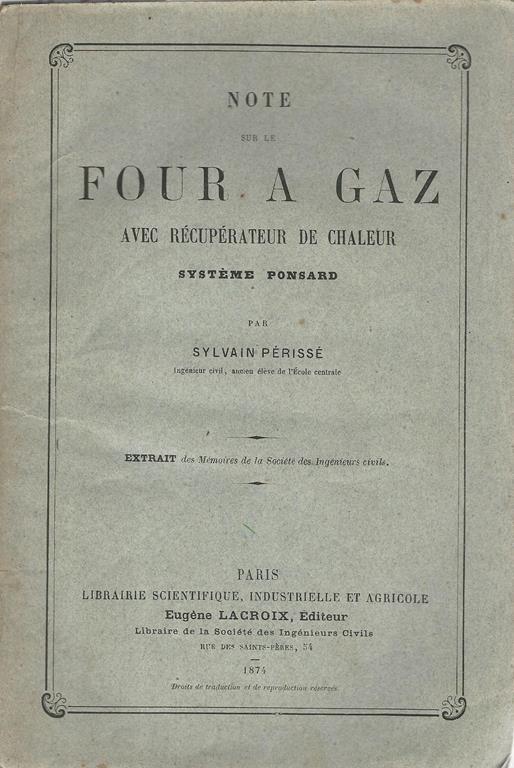 Note sur le four a gaz avec recuperateur de chaleur - Sylvain Perisse - copertina