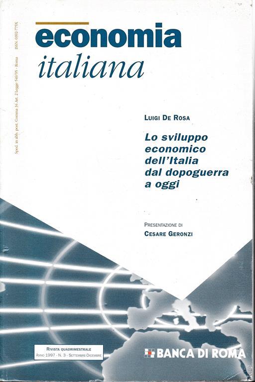 Economia Italiana. Lo sviluppo economico dell'Italia dal dopoguerra a oggi. Anno 1997 n. 3 Settembre- Dicembre - Laura De Rosa - copertina