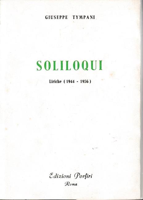 Soliloqui. Liriche (1944-1956) - G. Tympani - copertina