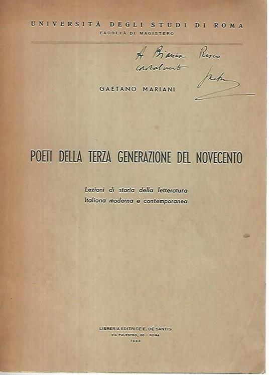 Poeti della terza generazione del novecento - Gaetano Mariani - copertina