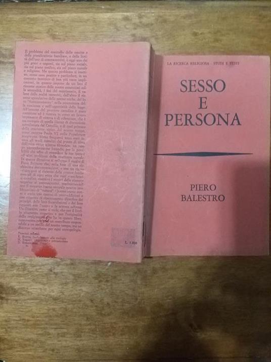 Sesso e persona - Piero Balestro - copertina