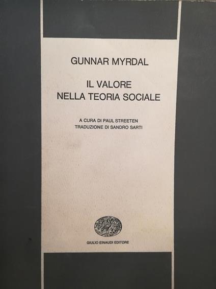 Il valore della teoria sociale - Gunnar Myrdal - copertina