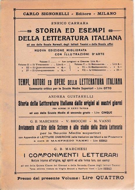 Storia ed esempi della letteratura italiana. Il Seicento vol. V° - Enrico Carrara - 2