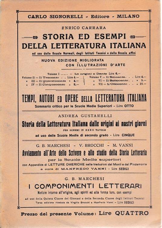 Storia ed esempi della letteratura italiana. Il Seicento vol. V° - Enrico Carrara - 2