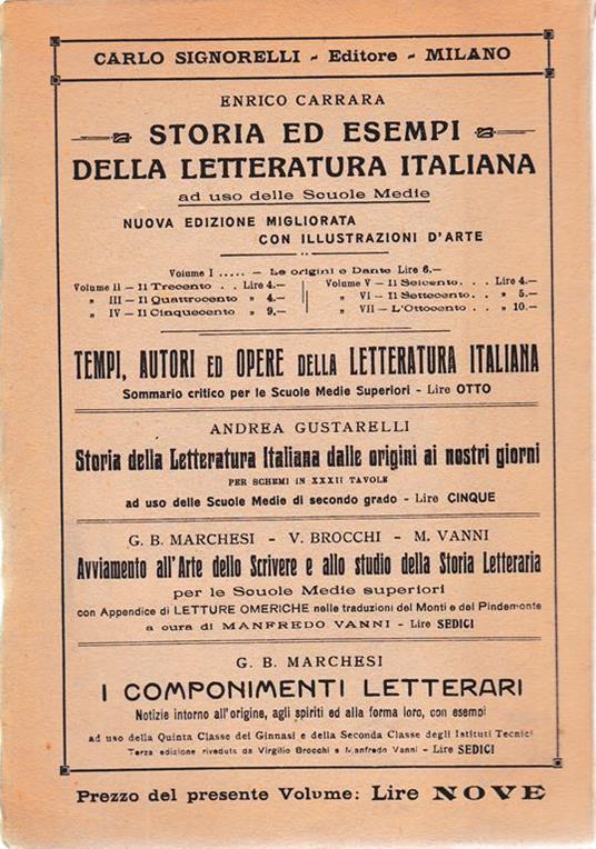 Storia ed esempi della letteratura italiana. Il Cinquecento vol. IV° - Enrico Carrara - 2