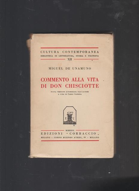 COMMENTO ALLA VITA DI DON CHISCIOTTE - Miguel de Unamuno - copertina