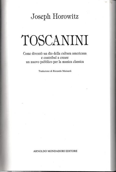 Toscanini - Joseph Horowitz - copertina