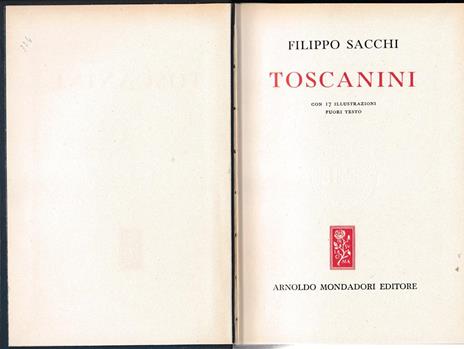 Toscanini - Filippo Sacchi - copertina