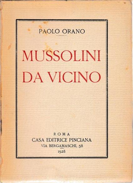 Mussolini da vicino - Paolo Orano - copertina